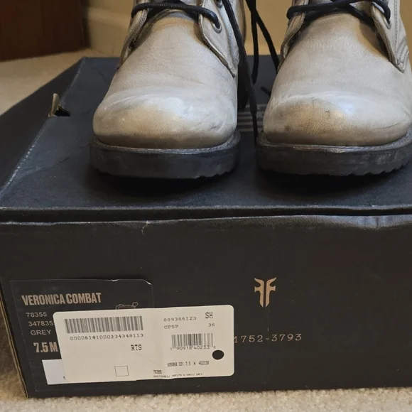 Frye Women's Gray Lace-Up Combat Boots - Picture 2 of 6